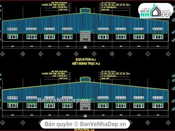 bản vẽ nhà xưởng,kiến trúc nhà xưởng,kết cấu nhà xưởng,nhà xưởng kích thước 65 x 40m