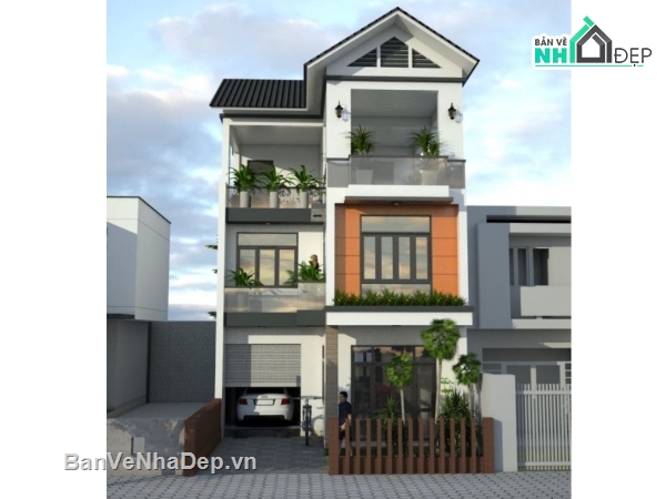 kiến trúc biệt thự phố,nhà phố 3 tầng,bản vẽ nhà phố