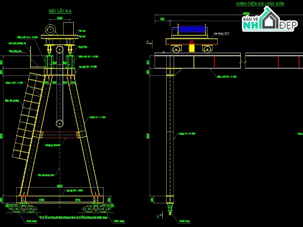 file cad đầy đủ,Giá long môn,sàn công tác