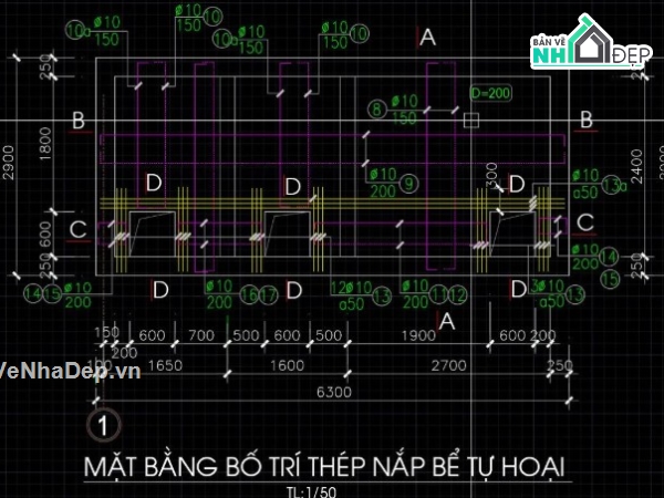 bể tự hoại 3 ngăn,file cad bể tự hoại,bể tự hoại file cad