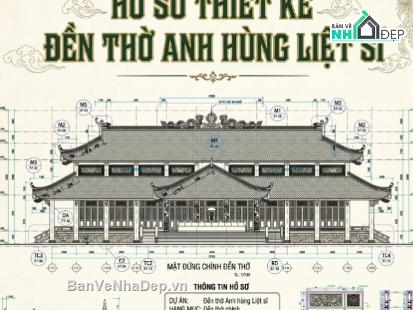 đền thờ,đền thờ anh hùng liệt sỹ,bản vẽ đền thờ anh hùng