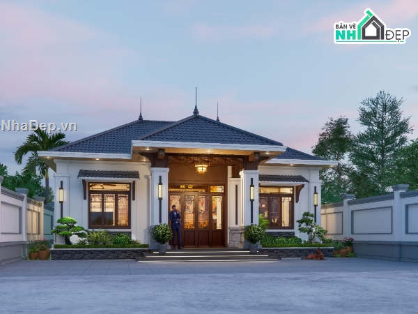 nhà 1 tầng,nhà 1 tầng mái nhật,mặt bằng nhà 1 tầng,file cad nhà 1 tầng,mặt bằng nhà 1 tầng 12x11m,thiết kế nhà phố