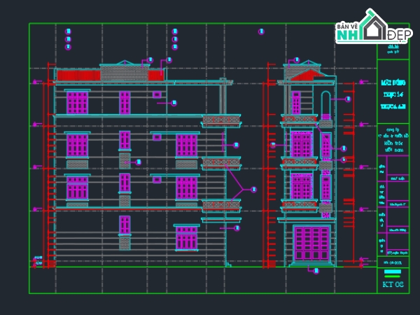 kiến trúc 4 tầng,4 tầng,Bản vẽ nhà 4 tầng,nhà phố 4 x 13 m,nhà mặt phố,kiến trúc 3 tầng