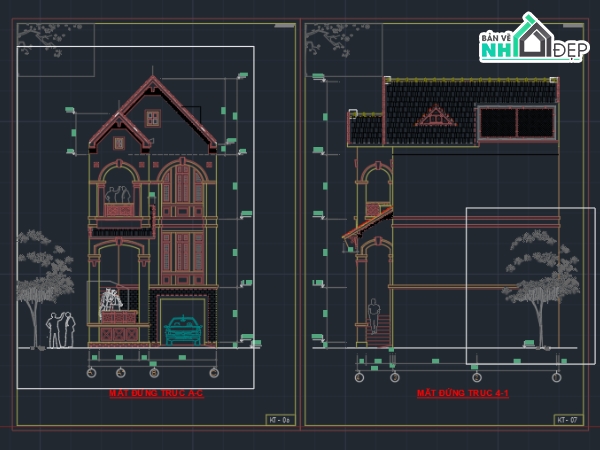 file cad nhà phố 3 tầng,nhà phố 3 tầng,bản vẽ nhà phố 3 tầng