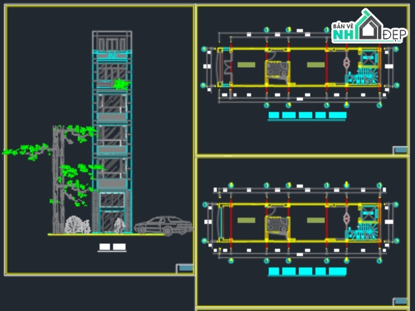 nhà phố 7 tầng,file cad nhà phố 7 tầng,cad nhà phố 7 tầng,bản vẽ nhà phố 7 tầng