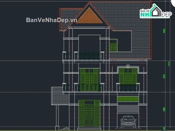 biệt thự 3 tầng,Biệt thự 3 tầng,kiến trúc biệt thự,bản vẽ biệt thự 3 tầng