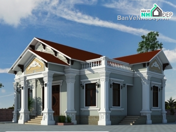 thự vườn 1 tầng 3 phòng ngủ,biệt thự 1 tầng 12x13m,thiết kế biệt thự 1 tầng,mẫu biệt thự 1 tầng