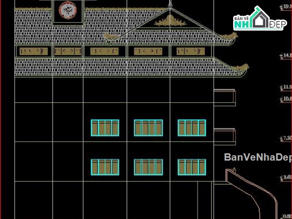 kiến trúc chùa vĩnh quang,file cad kiến trúc chùa,bản vẽ chùa Vĩnh Quang,chùa vĩnh quang quận 12