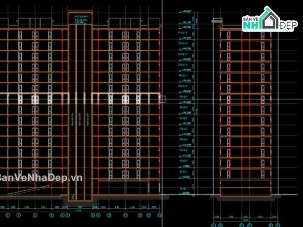 Chung cư 15 tầng,chung cư 15 tầng,file cad chung cư 15 tầng,bản vẽ chung cư 15 tầng