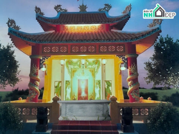 lăng mộ,bản vẽ lăng mộ,file cad bản vẽ lăng mộ