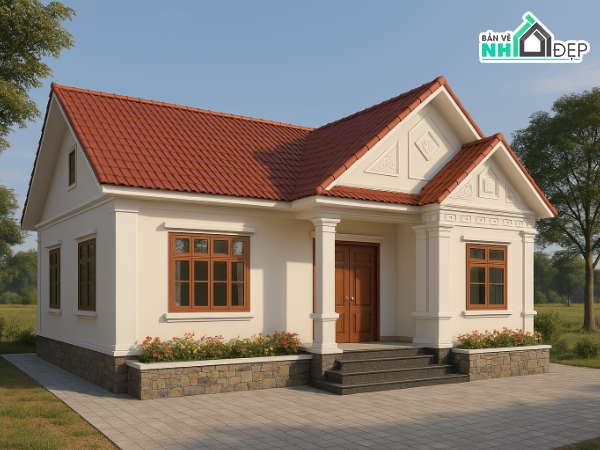 Bản vẽ nhà vườn,Bản vẽ mái thái đẹp,Bản vẽ mái thái tôn