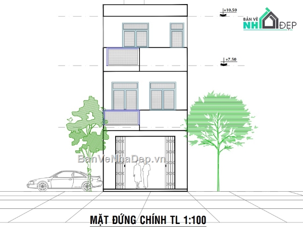 nhà phố 3 tầng,bản vẽ xây dựng,bản vẽ xpxd nhà phố 3 tầng