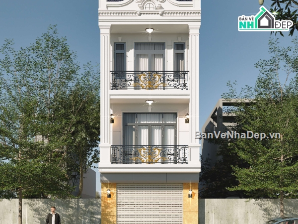 Bản vẽ nhà phố 3 tầng,nhà phố 5x15m 3 tầng,Bản vẽ nhà phố 3 tầng 5x15m,nhà 3 tầng,3 tầng,nhà