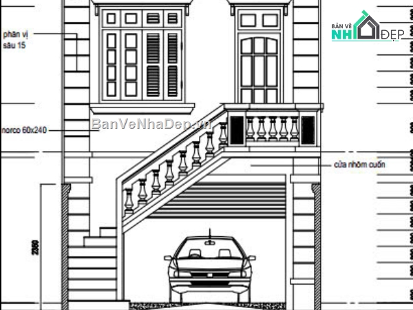 nhà 4 tầng,bản vẽ nhà 4 tầng,nhà phố tân cổ điển