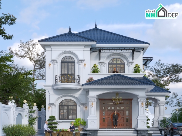 Biệt thự 2 tầng,File cad biệt thự 2 tầng,biệt thự 2 tầng file cad,bản vẽ biệt thự 2 tầng