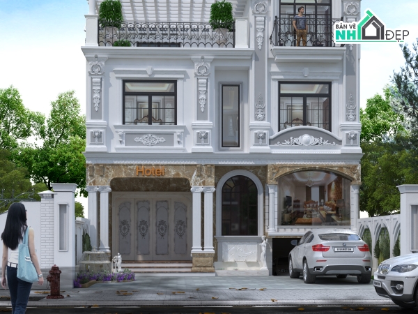 kết cấu kiến trúc,nhà 2 tầng,nhà nghỉ 9mx17m