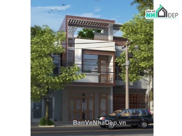 nhà phố 3 tầng,Bản vẽ nhà phố,nhà 3 tầng