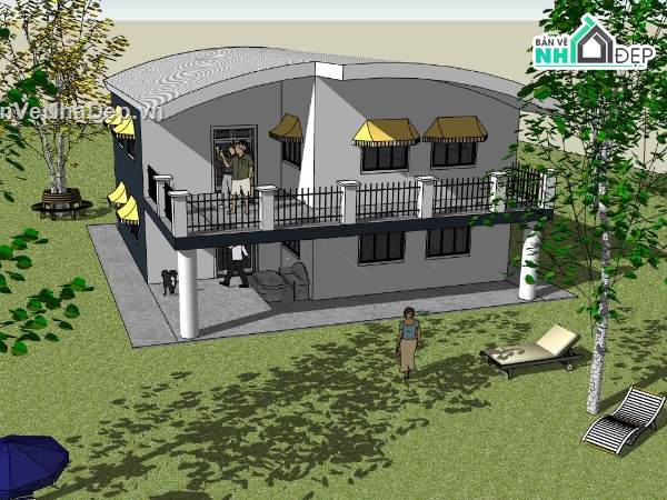 file su biệt thự,model su biệt thự,sketchup biệt thự