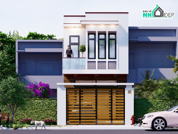 nhà phố 2 tầng,kiến trúc nhà phố 2 tầng,bản vẽ nhà phố 2 tầng,nhà phố hiện đại