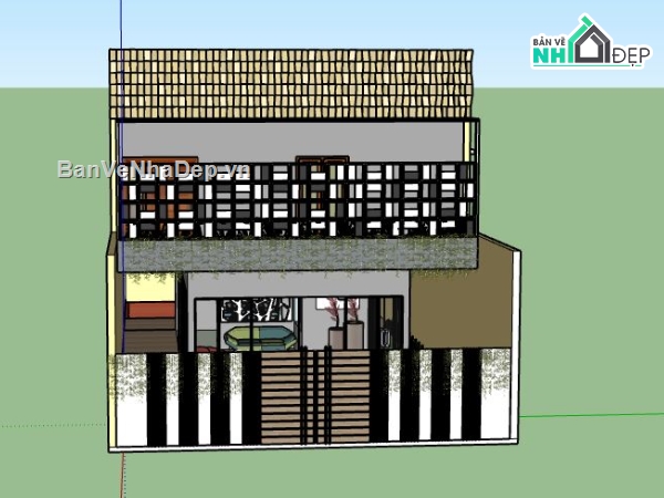 Nhà phố 2 tầng,model su nhà phố 2 tầng,sketchup nhà phố 2 tầng,nhà phố 2 tầng file su,nhà phố 2 tầng sketchup