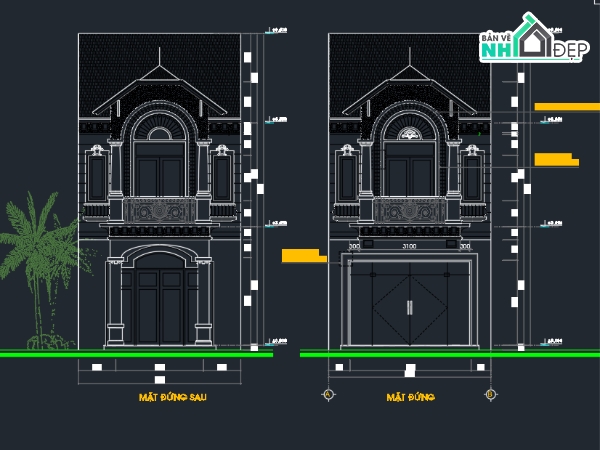 nhà phố 2 tầng 5x20m,nhà 2 tầng mái thái,Bản vẽ nhà phố 2 tầng mái thái 5x20m,bản vẽ nhà phố