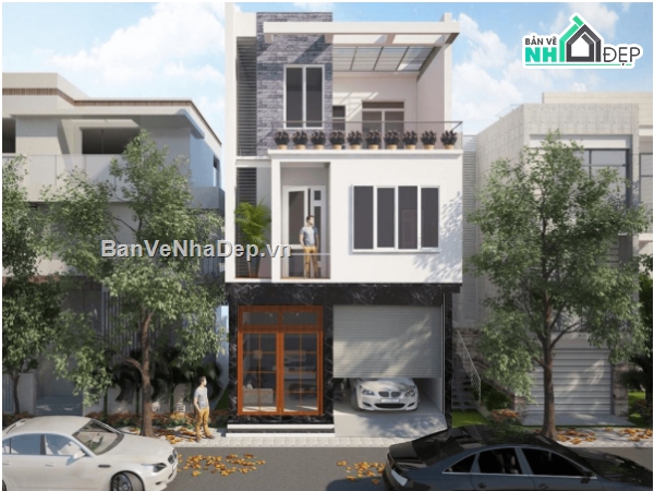 Bản vẽ nhà phố đẹp,Bản vẽ nhà phố nền đôi đẹp,Bản vẽ nhà phố 3 tầng đẹp