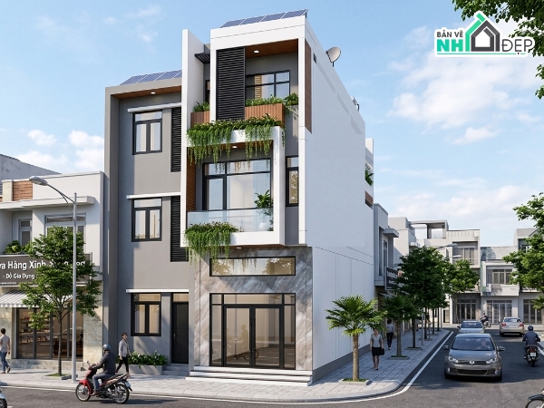nhà ống 3 tầng 4.3x16m,thiết kế nhà phố 3 tầng,nhà phố mặt tiền 4.3m,bản vẽ nhà phố 3 tầng,nhà phố 3 tầng