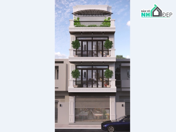 Bản vẽ nhà 4 tầng,nhà 4 tầng,file cad biệt thự 4 tầng,biệt thự 4 tầng cad,autocad biệt thự 4 tầng