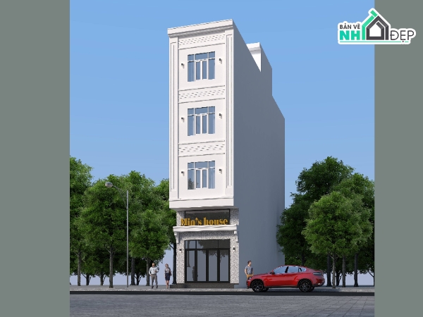 Nhà phố 4 tầng,Bản vẽ thi công,căn hộ