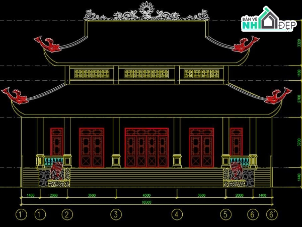 nhà thờ,Đền thờ,Bản vẽ nhà thờ tộc,Bản vẽ nhà thờ full kiến trúc kết cấu,Bản vẽ Full kiến trúc kết cấu nhà thờ tộc.,Bả vẽ đền thờ