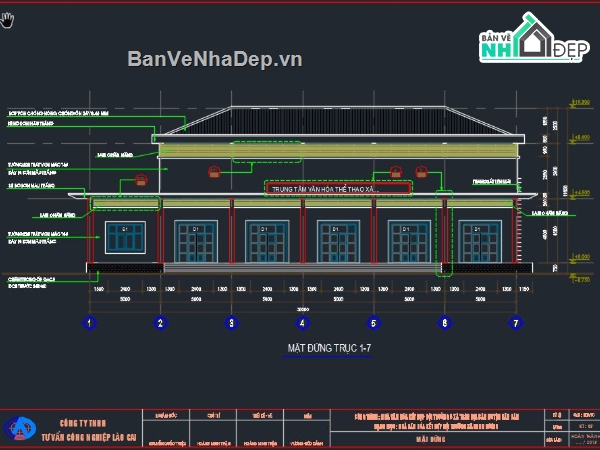 nhà văn hóa,thiết kế hội trường,nhà văn hóa xã,bản vẽ nhà văn hóa xã,cad nhà văn hóa xã