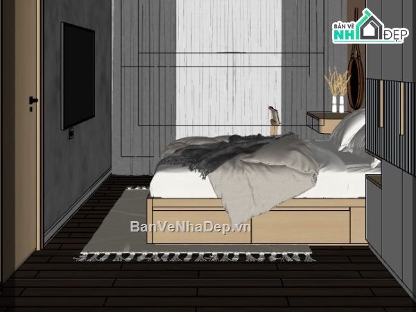 nội thất phòng ngủ,model 3d phòng ngủ,file sketchup phòng ngủ,phòng ngủ 3d sketchup