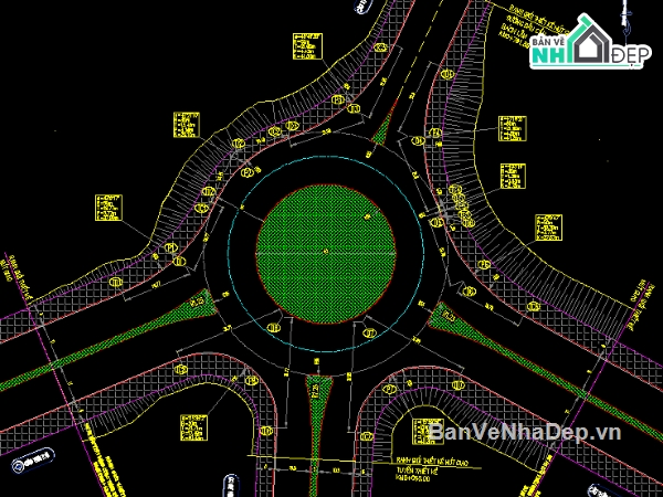 bản vẽ nút giao vòng xuyến,Nút giao vòng xuyến,Nút giao cùng mức,đồng mức nút giao,San nền nút giao