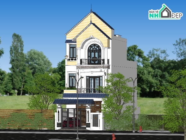 Nhà phố 3 tầng,Nhà phố 3 tầng đẹp,Nhà phố đẹp,Nhà 3 tầng có giếng trời,Nhà phố 3 tầng 6x20