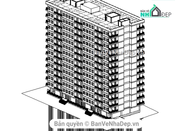 revit thiết kế chung cư,chung cư 14 tầng 19x48m,kiến trúc chung cư 14 tầng,thiết kế chung cư,nhà ở chung cư