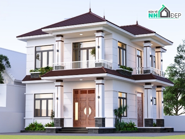 biệt thự revit,revit biệt thự 2 tầng,revit biệt thự mái nhật,file revit biệt thự đẹp,Biệt thự 2 tầng mái nhật