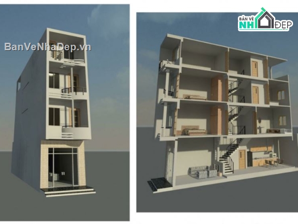 Bản vẽ nhà phố,thiết kế nhà 4 tầng,kiến trúc nhà phố
