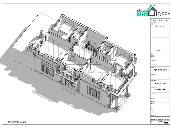 2 tầng,Kiến trúc,Biệt thự  2 tầng,Biệt thự Revit,kết cấu,điện nước