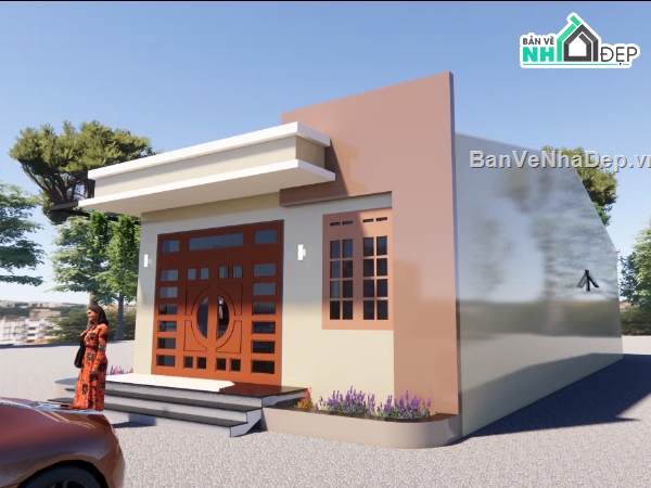 nhà vườn,nhà 1 tầng,nhà 1 tầng đẹp,nhà 1 tầng hiện đại,nhà vườn 8x16m