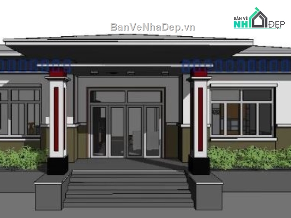 nhà cấp 4,nhà cấp 4 mái thái,revit nhà cấp 4,nhà cấp 4 file revit