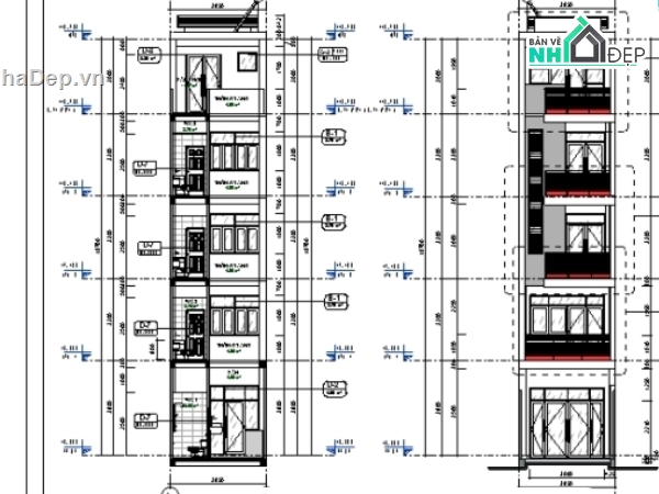 nhà 4 tầng 3.85x24m,file revit 4 tầng,file revit nhà dân,nhà phố 4 tầng revit,revit thiết kế nhà 4 tầng