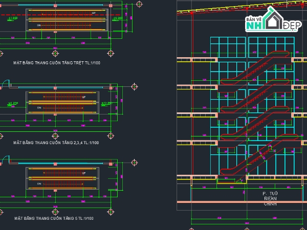 Bản vẽ thang máy,Bản vẽ máy,bản vẽ thang cuốn