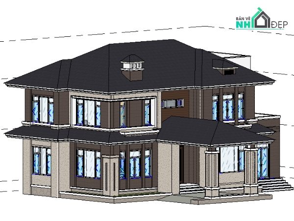 biệt thự,revit,revit biệt thự 2 tầng