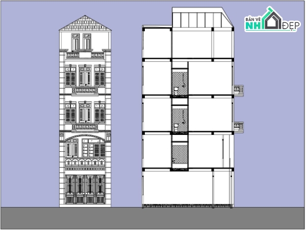 Nhà phố 5 tầng,Bản vẽ nhà ống 5 tầng,thiết kế nhà phố,kiến trúc 5 tầng,thiết kế nhà 5 tầng,cad nhà phố