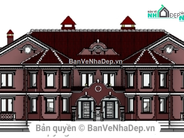biệt thự 2 tầng,biệt thự mái dốc,biệt thự mái dốc revit,Revit biệt thự 2 tầng,thiết kế biệt thự 2 tầng revit