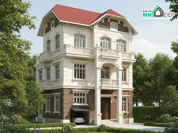 biệt thự 3 tầng,thiết kế biệt thự 3 tầng,Bản vẽ biệt thư 3 tầng,nhà 3 tầng