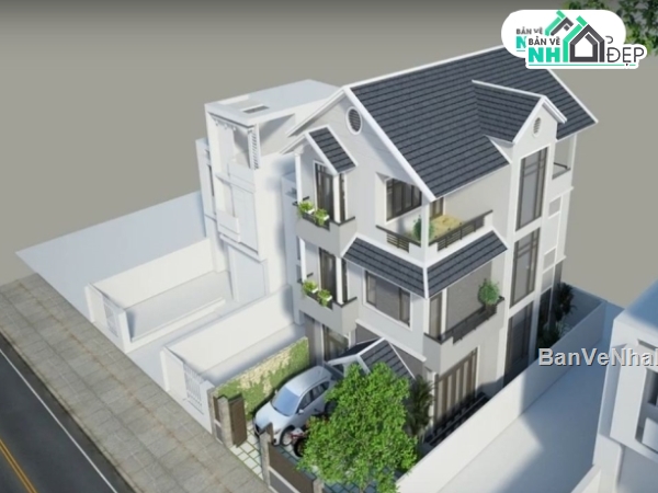 Mẫu biệt thự 3 tầng,Bản vẽ biệt thự 3 tầng 10x20m,Biệt thự gia đình 3 tầng,Biệt thự 3 tầng 1 hầm,thiết kế biệt thự 3 tầng