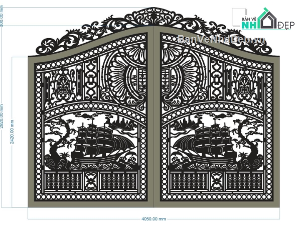 mẫu cổng 2 cánh,thuận buồm xuôi gió,cnc mẫu thuận buồm xuôi gió