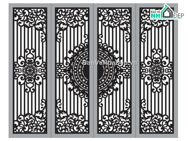 cổng 4 cánh cnc,file cnc cổng 4 cánh,mẫu cnc cổng 4 cánh