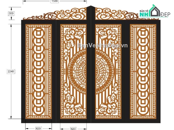 cổng 4 cánh,file cnc cổng 4 cánh,mẫu cnc cổng 4 cánh